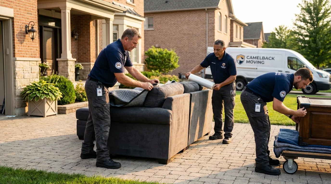 Large estate moving crew wrapping furniture in Winslow, AZ