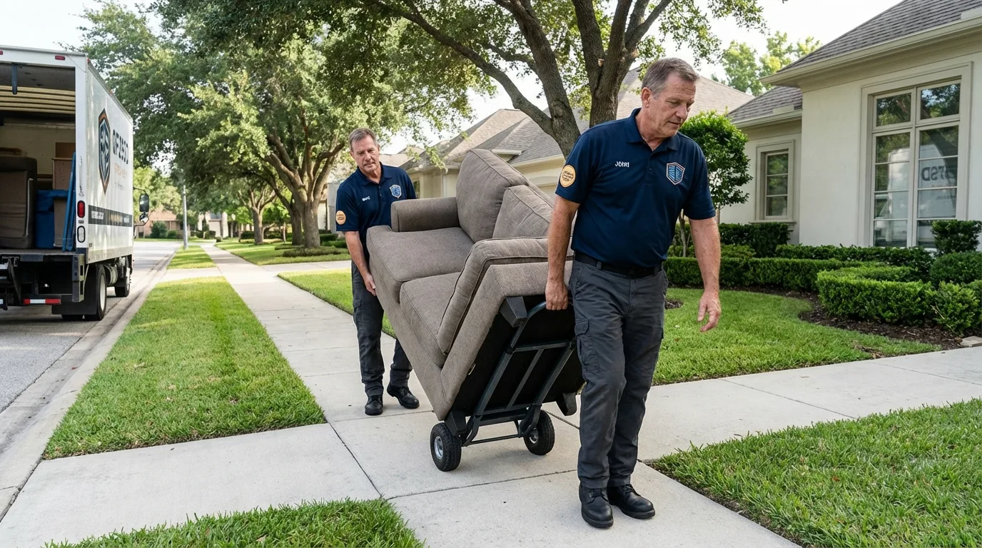 Local residential moving crew loading furniture in Winslow, AZ