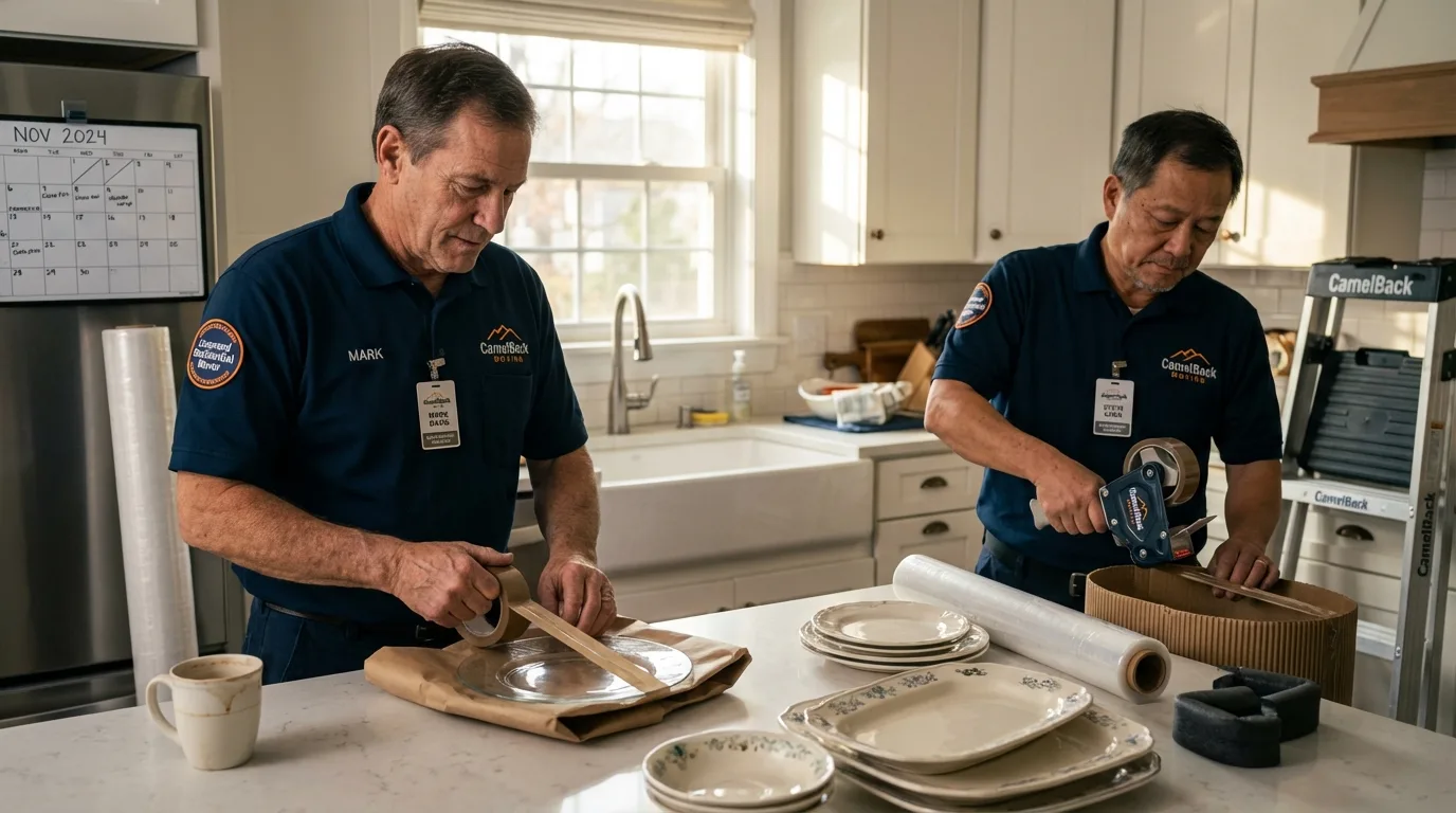 Professional crew packing kitchen dishware in Winslow, AZ